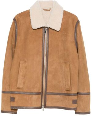 Dondup Zip-up Leather Jacket - ブラウン