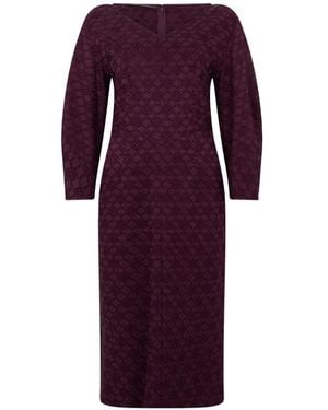 Alberta Ferretti Geometric-Pattern Long-Sleeve Midi Dress - Purple