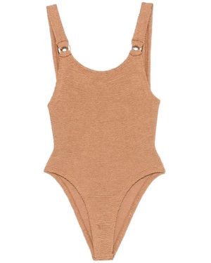 Hunza G Domino Ring-Detail Swimsuit - Brown