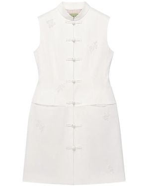 Shanghai Tang Hourglass Qipao Bead-Embellished Mini Dress - White