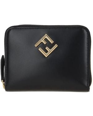 Fendi Portafoglio Ff Diamonds Medio - Nero