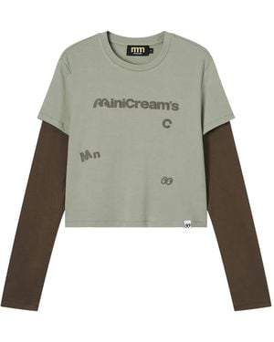 Mini Cream Layered Graphic Top - Green
