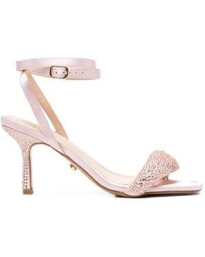Twentyfourhaitch Crystal-Embellished Wrap-Around Sandals - Pink