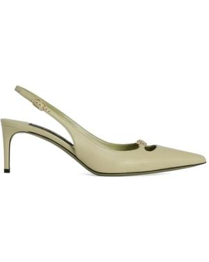 Dolce & Gabbana Silk-Effect Nappa Leather Slingbacks - Metallic