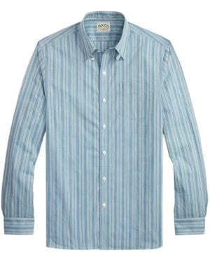 RRL Camisa A Rayas Con Manga Larga - Azul