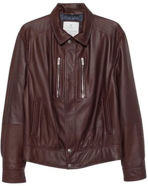 Brunello Cucinelli ジップアップ レザージャケット - ブラウン