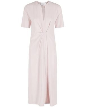 MEIMEIJ Twist-Detail V-Neck Midi Dress - Pink