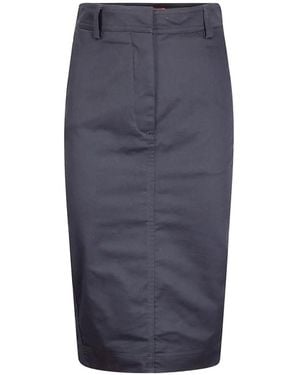 Thelatest Back-Vent Pencil Skirt - Blue