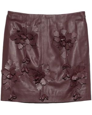 Alberta Ferretti Floral-Appliqué Skirt - Purple