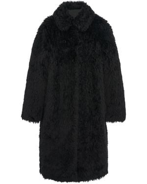 Another Tomorrow Faux-Fur Balmacaan Coat - Black