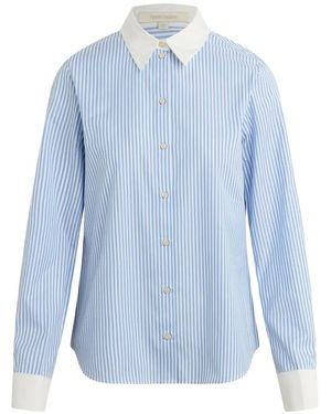 FAVORITE DAUGHTER Striped Contrast-Collar Shirt - Blue