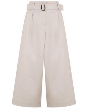 Moorer Noaswo Belted Palazzo Trousers - White