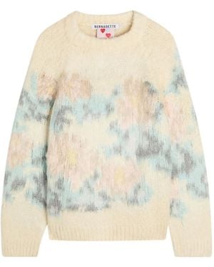 BERNADETTE Pull Willy À Fleurs En Intarsia - Blanc