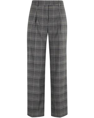 Seventy Pleated Checked Pants - Gray