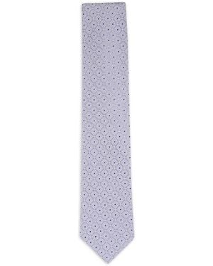 Eton Geometric Patterned Tie - White