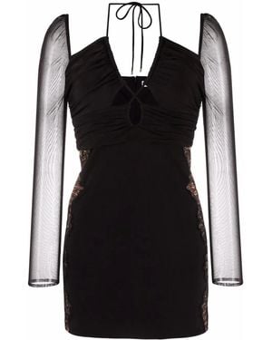 Self-Portrait Cut-Out Draped Dress - Black