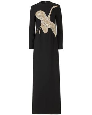 Costarellos Nadine Beaded-Applique Maxi Dress - Black