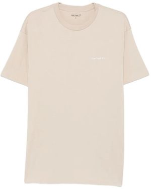 Carhartt Logo-Embroidered Cotton T-Shirt - Natural