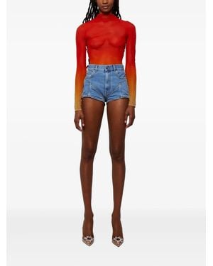 Mugler Ombre-Effect Mesh Top - Red