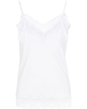 Allude Lace-Trim Cotton Top - White