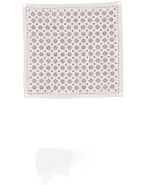 Eleventy Geometric-Print Pocket Square - White
