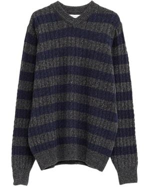 GIMAGUAS Martin Striped Cable-Knit Sweater - Blue