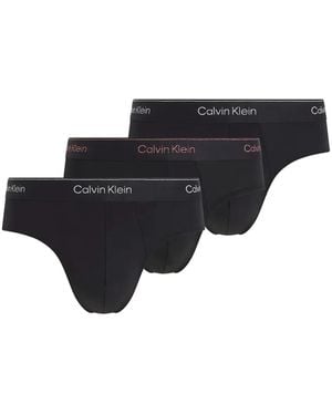Calvin Klein Logo-Waistband Briefs (Pack Of Three) - Black
