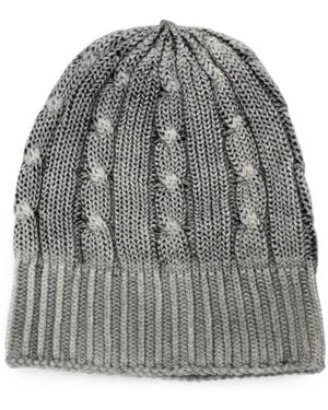 Avant Toi Cable-Knit Beanie Hat - Grey