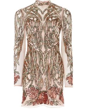 Temperley London スパンコールトリム ミニドレス - ナチュラル
