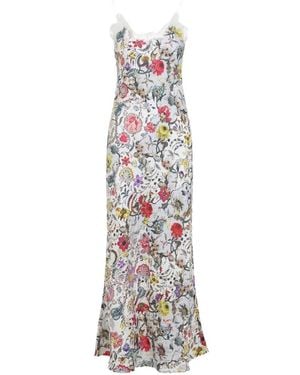 Roberto Cavalli レースフローラル シルクマキシドレス - ホワイト