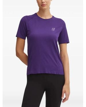 Compressport Logo-Print Raglan-Sleeve T-Shirt - Purple