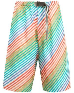 Christopher John Rogers Bias Crayon Striped Drawstring Shorts - Blue