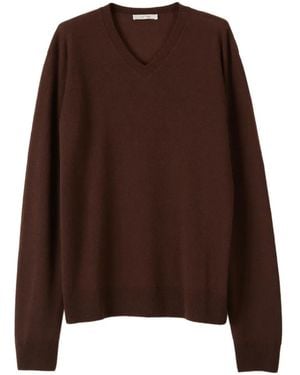 The Row V-Neck Cashmere Jumper - Brown