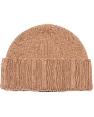 Drumohr Ribbed-Knit Cashmere Beanie Hat - Natural