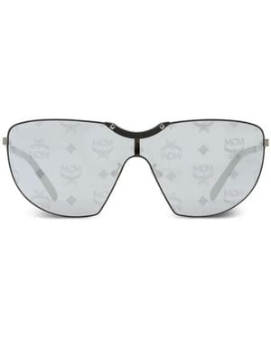MCM Monogram-Print Shield-Frame Sunglasses - Grey