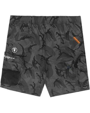 Aape By A Bathing Ape Moonface-Patch Cargo Shorts - Gray