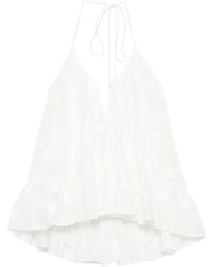 Zimmermann Solstice Polka-Dot Ruffled Blouse - White