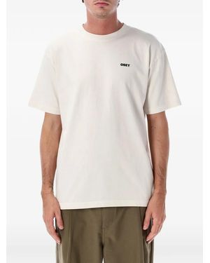 Obey Bold Icon Face Pigment Logo-Print T-Shirt - White
