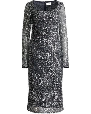St. John Paillette Scoop-Neck Midi Dress - Gray