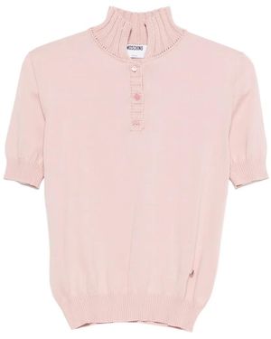 Moschino Light Ribbed Tie Knit Top - Pink