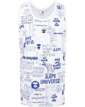 Aape By A Bathing Ape Katoenen Tanktop Met Print - Wit