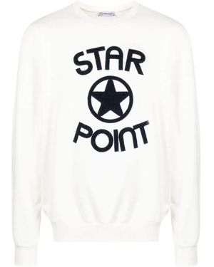 Star Point Logo-Detail Cotton Sweater - White