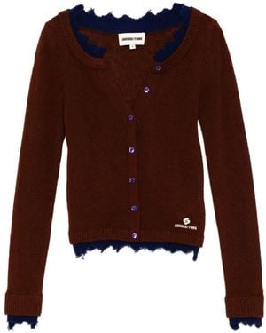 ShuShu/Tong Ungesäumter Cardigan Mit Kontrastdetails - Rot