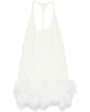 Vestiaire d'un Oiseau Libre Feather-Trim Backless Dress - White