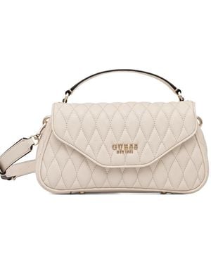 Guess Quilted Satchel Cross Body Bag - Natural