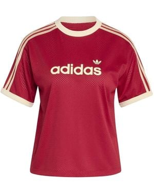adidas Logo-Print Mesh T-Shirt - Red