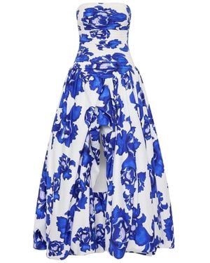 Aje. Floral-print strapless dress - Azul