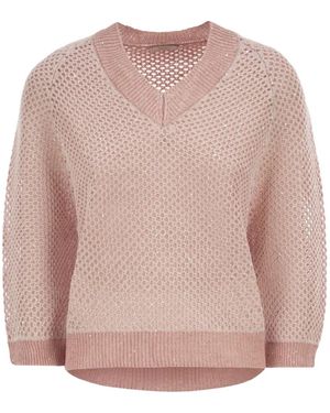 Peserico V-Neck Mesh Top - Pink