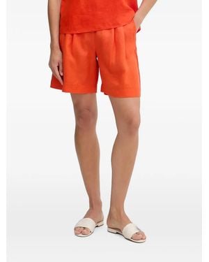 Benetton Pleated High-Waisted Shorts - Orange