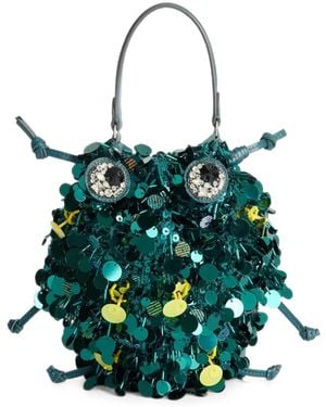 Anya Hindmarch Sequin-Embellished Beetle Crossbody Bag - Blue
